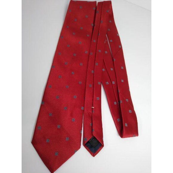 Unknown Dark Red with Gray Squares Geometric Necktie Woven Tie - Picture 1 of 5